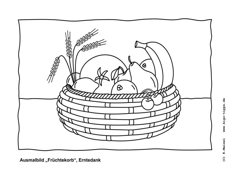 Vorschau Ausmalbild &bdquo;Früchtekorb&ldquo; für den Kindergottesdienst