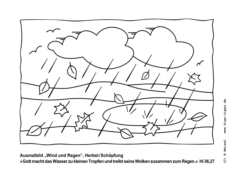 Vorschau Ausmalbild &bdquo;Wind und Regen&ldquo; für den Kindergottesdienst