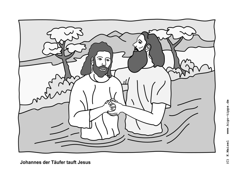 Vorschau Illustration &bdquo;Johannes der Täufer tauft Jesus&ldquo; für den Kindergottesdienst