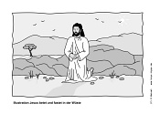 Illustration Jesus betet und fastet in der Wüste - Kindergottesdienst