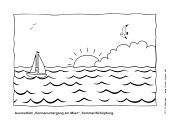 Vorschau Ausmalbild &bdquo;Sonnenuntergang am Meer&ldquo; für den Kindergottesdienst