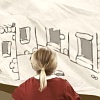 Abb. Ein Betttuch wird als Leinwand von hinten angestrahlt Abb. Ein Betttuch wird als Leinwand von hinten angestrahlt