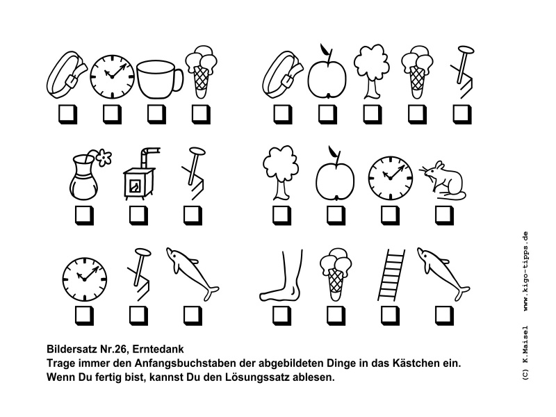 Vorschau Bildersatz Nr.26, Erntedank, Lösung: GUTE GABEN VON BAUM UND FELD, für den Kindergottesdienst
