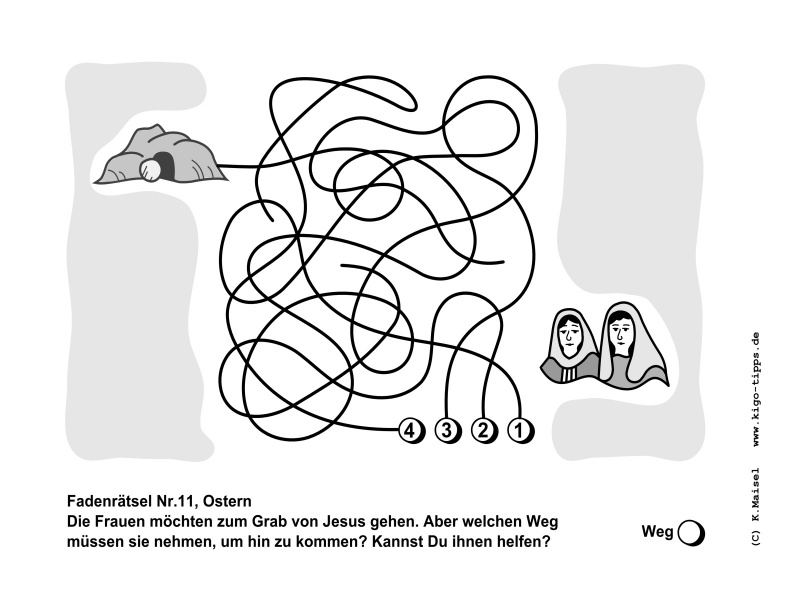 Abb. Fadenrätsel Ostern Grab Jesu - Kindergottesdienst