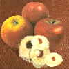 Abb. Frische und getrocknete Äpfel